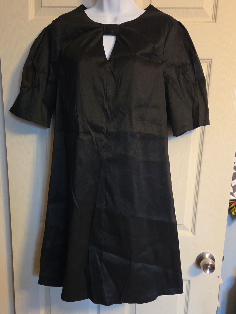 Preston & York Black Sue Stretch Taffeta Shift Dress Size 12 NWT